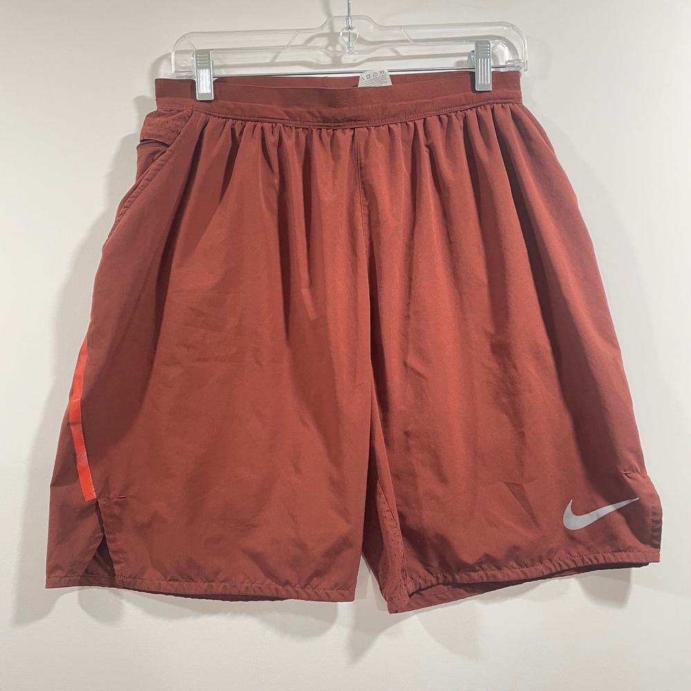 Nike Flex Stride 2-in-1 Mens Running Shorts Rust Orange 9"‎ Inseam AQ0053 Size M